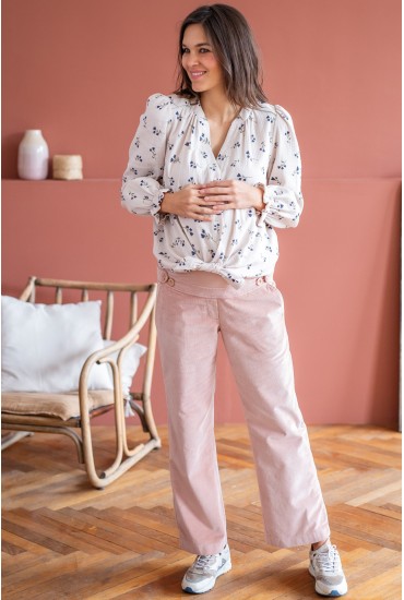 Pantalon de maternité Jude velours rose