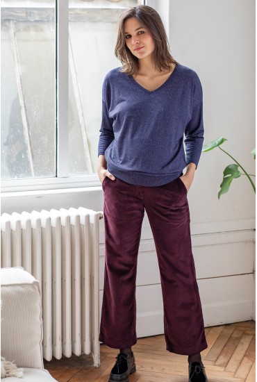 Pantalon de maternité Jude velours figue