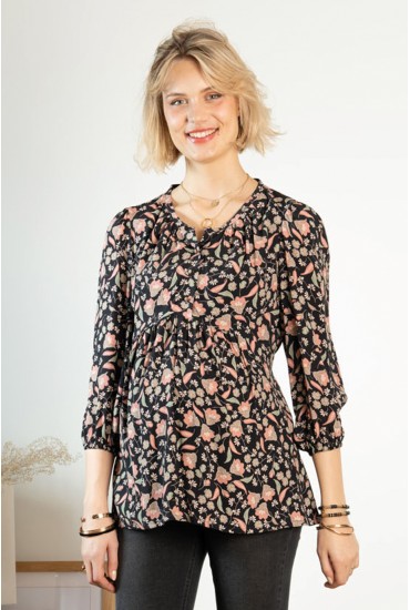 Blouse chic allaitement imprimé camelia