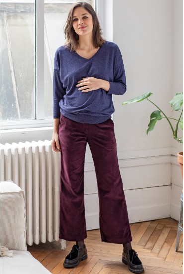 Pantalon de maternité Jude velours figue